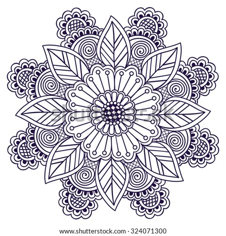 Vector ornamental round lace with damask and arabesque elements. Mehndi style. Orient traditional ornament.