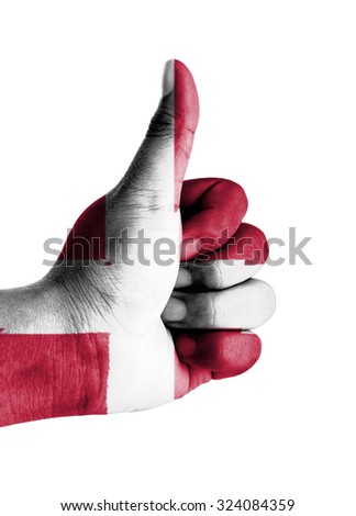 Thumbs up digitally compositing on with Denmark flag