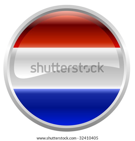 Vector Illustration of round button decorated with the flag  Kingdom of the Netherlands