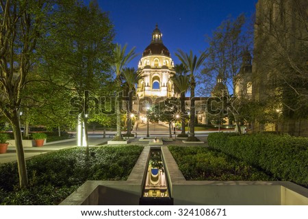 The beautiful and classical Pasadena City Hall near Los Angeles, California Royalty-Free Stock Photo #324108671