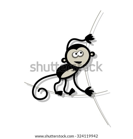 Funny monkey for your design. Vector illustration