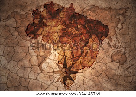 brazil map on vintage crack paper background