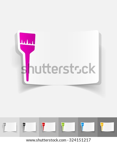 brush paper sticker with shadow. Vector illustration