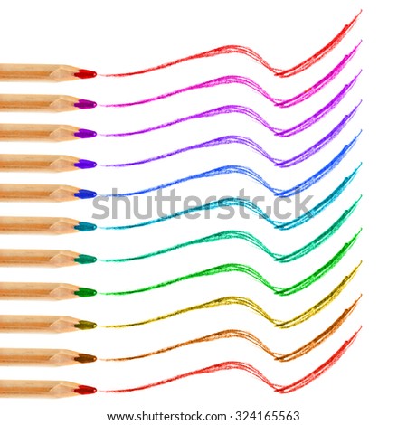Set of colorful pencils drawing on white background