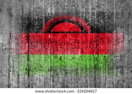 Malawi flag painted on background texture gray concrete