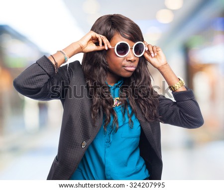 happy black-woman with sunglasses