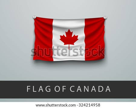 FLAG OF CANADA battered, hung on the wall, screwed screws