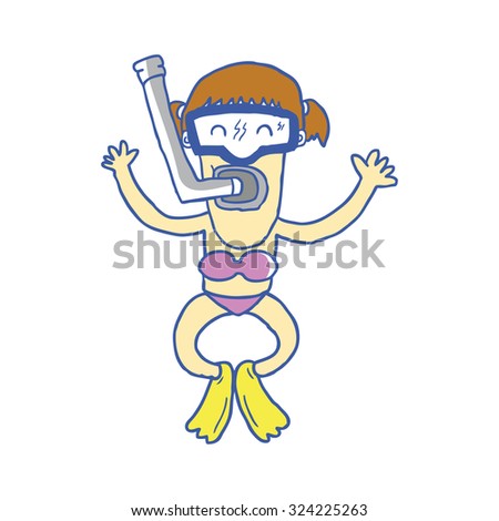 cartoon kid snorkel diver