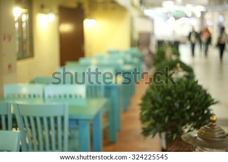 Blurred cafe empty tables