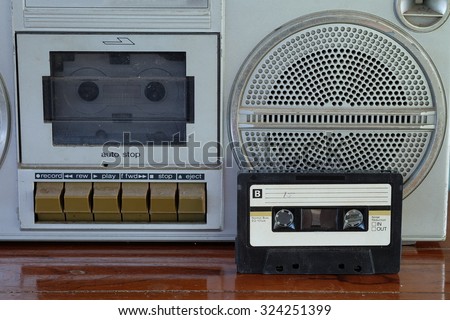 Retro cassette tape recorder and tape cassette player and tape cassette