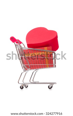 Cart in holiday shopping concept