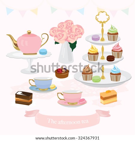 Afternoon Tea Vector Design Illustration