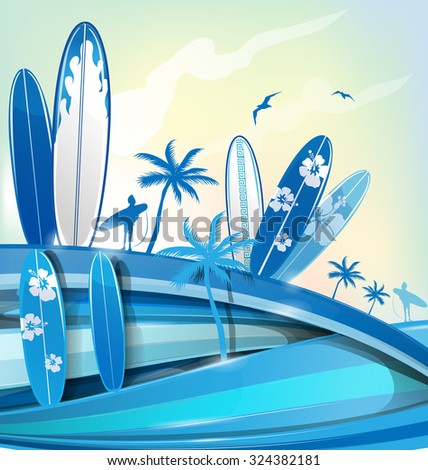surfboard  background on sky background
