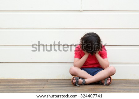 Unhappy child who has been bullied. Royalty-Free Stock Photo #324407741