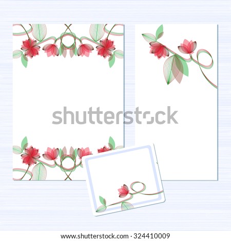 Template. Flowers on a white background. Invitation to the wedding. Congratulations Happy Birthday, Valentine's Day. Card for anniversary. Set.