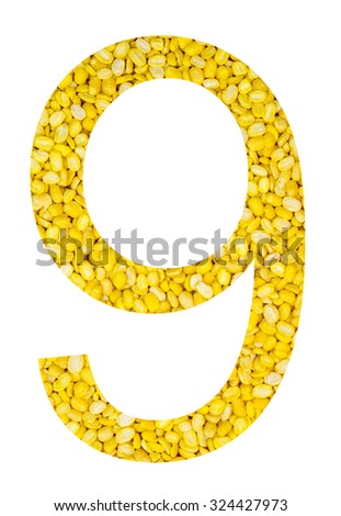 yellow bean alphabet with white background
