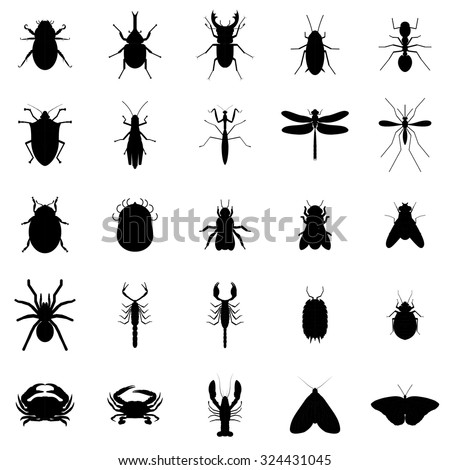 25 Silhouette Bug Insect Set