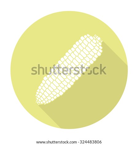 White vector corn on color circle background.