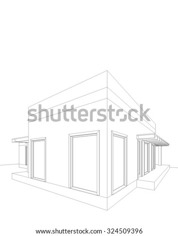 Architectural drawings. Linear vector background