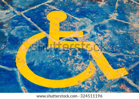 Disabled sign on the road 