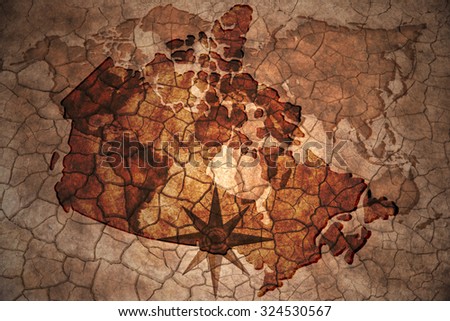 canada map on vintage crack paper background