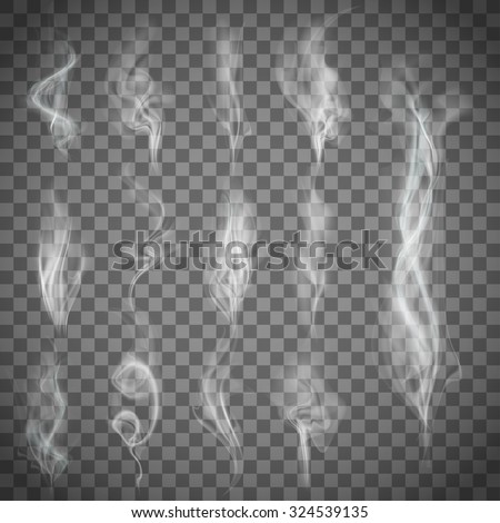 Set of gray smoke. Stock vector image.
