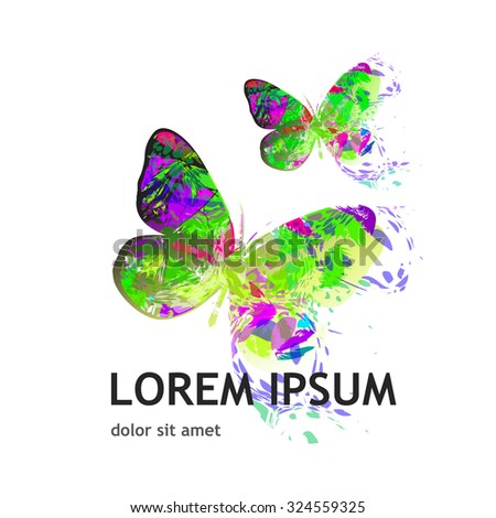 Butterfly watercolor abstract. Vector