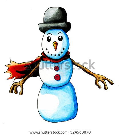 A handmade illustration of a Snowman.