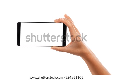 hand smartphone Isolated on white background Clipping Path Royalty-Free Stock Photo #324581108