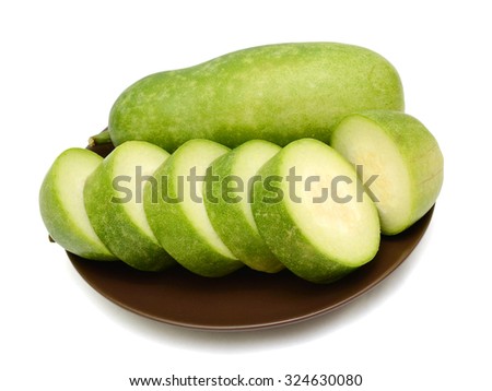 Slices of Winter melon on white background