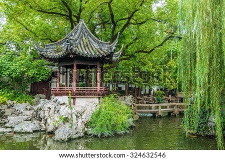 Traditional Chinese private garden - Yu Yuan, Shanghai, China Royalty-Free Stock Photo #324632546