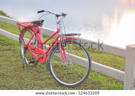 Vintage bicycle in nature park.