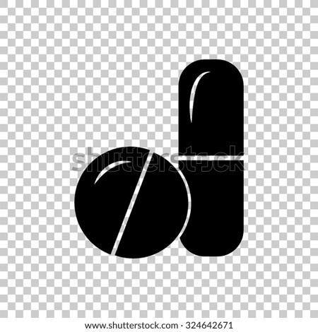 pills and capsules vector icon - black illustration