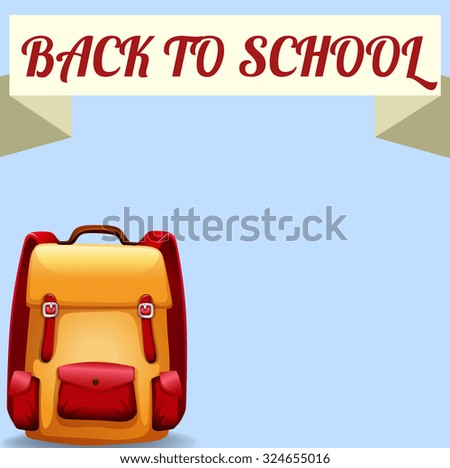 Back to school sign with schoolbag illustration