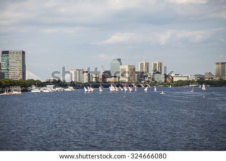 Boston city skyline, Charles River 
