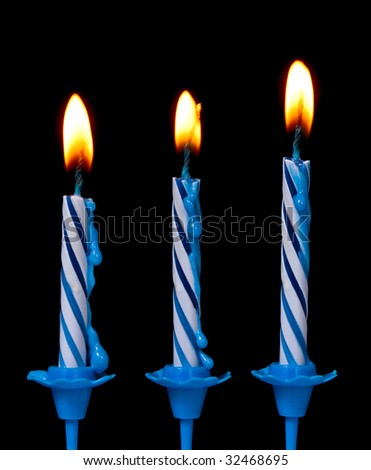 Birthday candles on Black background.