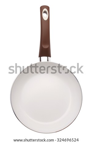 Ceramic frying pan isolated on white background