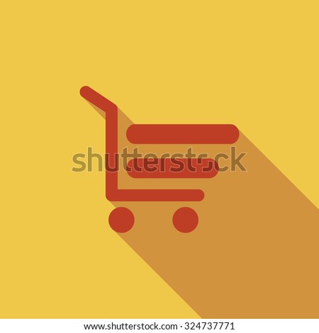 Shopping cart icon. Flat related icon with long shadow for web and mobile applications. It can be used as - logo, pictogram, icon, infographic element. Illustration.