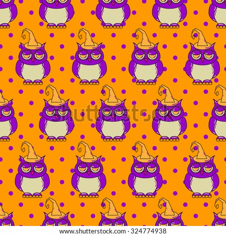 Seamless halloween pattern, flat style. Endless texture. Use for wallpaper, textiles, pattern fills, web page background