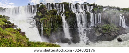 Panorama at Iguazu Falls, one of the New Seven Wonders of Nature, Argentina Royalty-Free Stock Photo #324832196