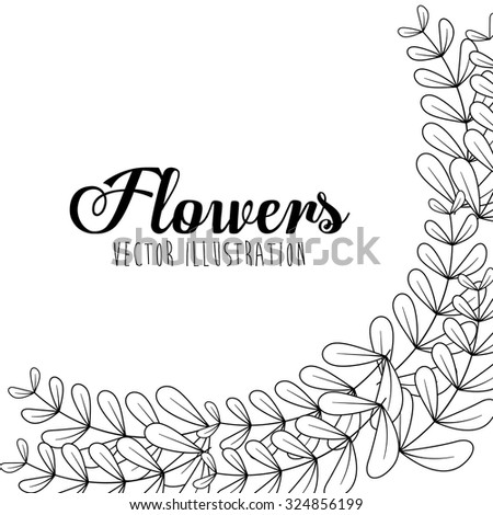 Black and white decorative floral design, vector illustration