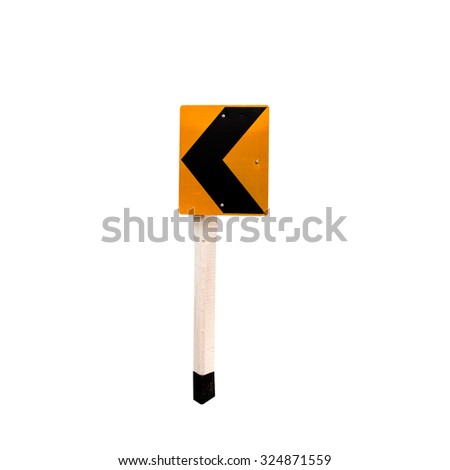 Road sign on white background , with clipping path