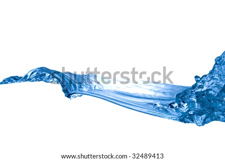 Wave of water on high key white background