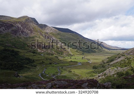 Landscape with mountains seen in Snowdonia in Wales