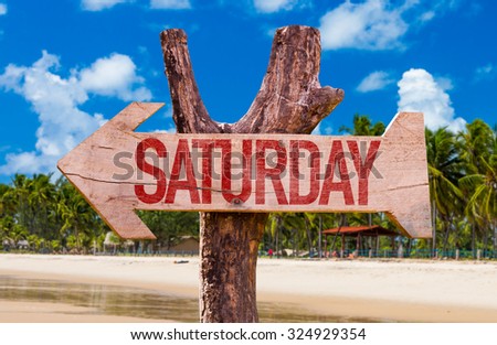 Saturday arrow with beach background
