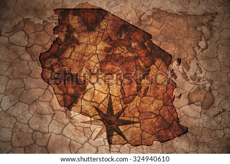 tanzania map on vintage crack paper background