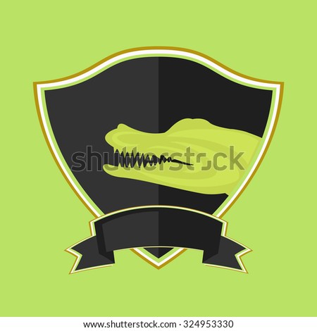 crocodile logo on the shield. space for inscriptions or company team