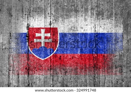 Slovakia flag painted on background texture gray concrete