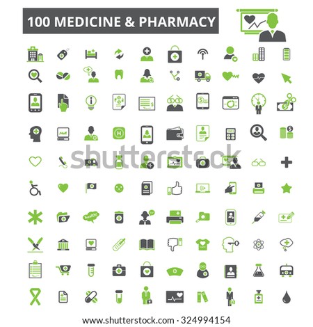 100 medicine, pharmacy icons