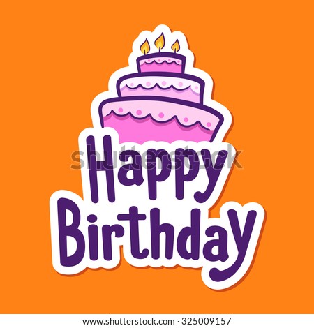 Happy Birthday greetings sticker with cake on top